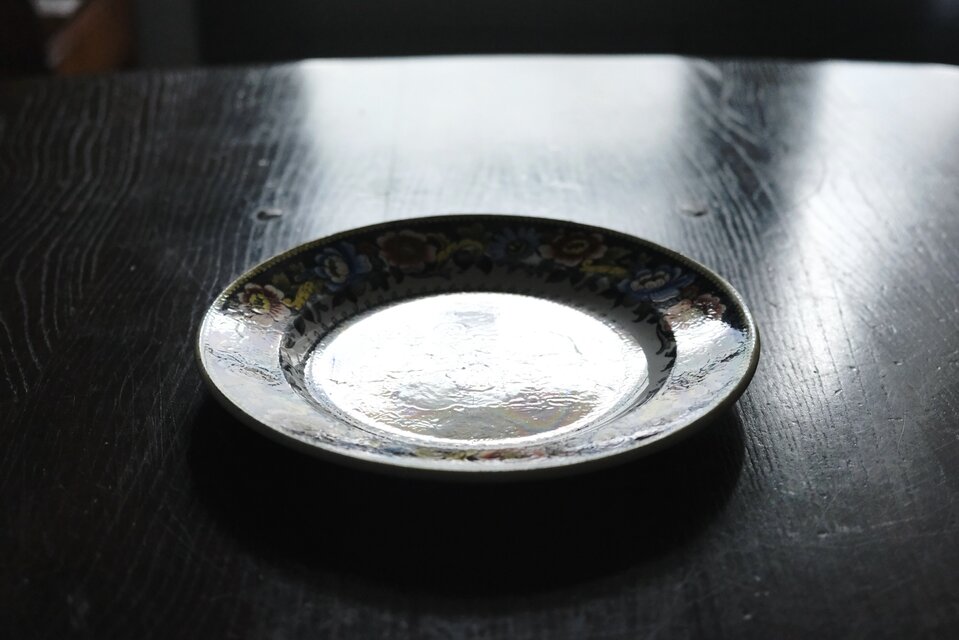 Creil クレイユ 手彩色 グリザイユ皿 平皿 φ20.6cm フランス