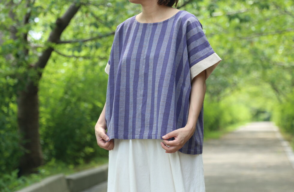 会津木綿のブラウス 春めくカラー。「暮らしの布」、会津木綿のブラウス | iichi