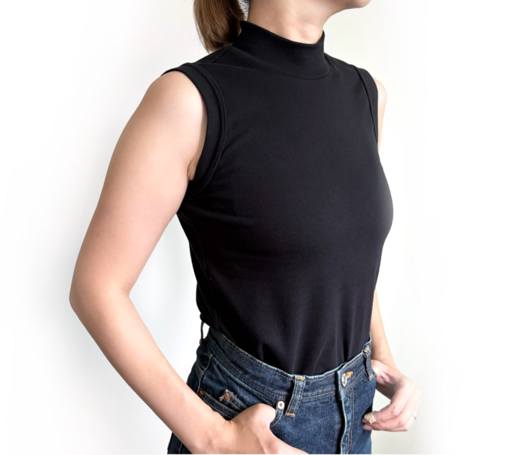 形にこだわった 大人のノースリーブハイネックTシャツ【カラー・サイズ展開有】