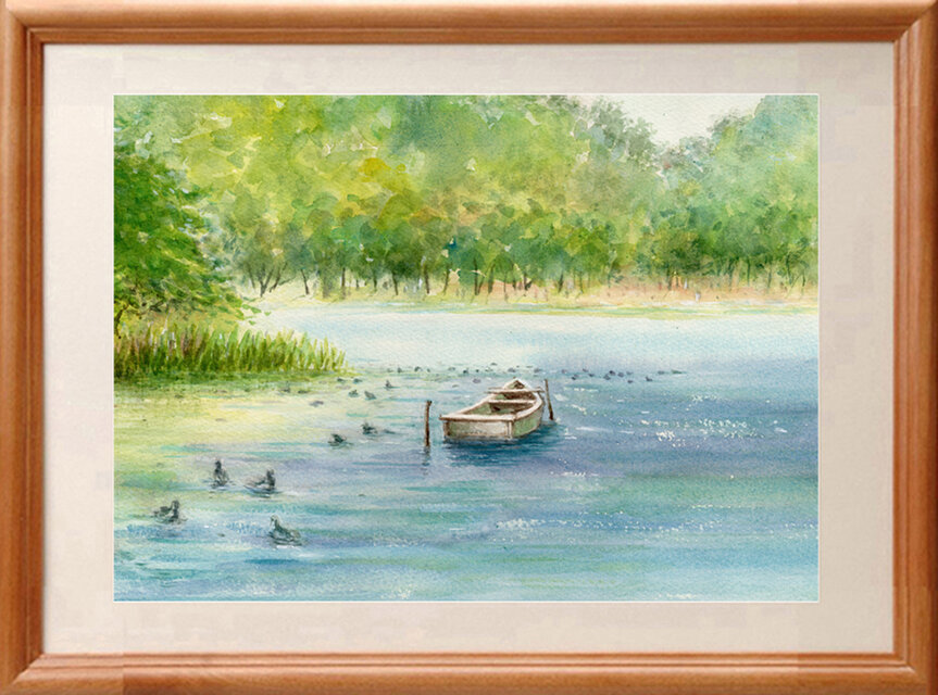水彩原画「横浜三渓園」 水彩画原画 三渓園・大池 ＃666 | iichi 日々の暮らしを心地よく