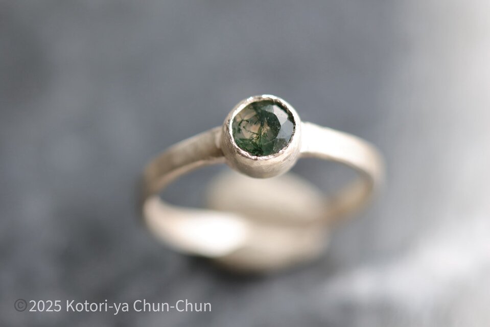 【自然が生み出した芸術】身につけられる自然　モスアゲート・シルバーリング【しげお】