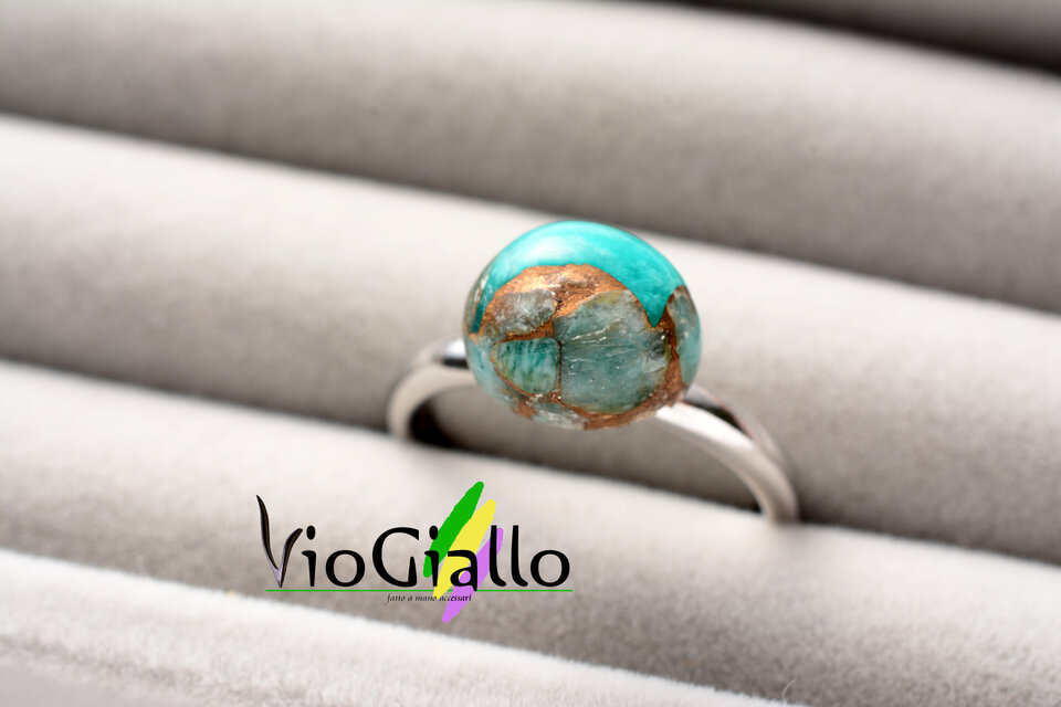 10ﾐﾘ×8ﾐﾘ コッパーアマゾナイトリング