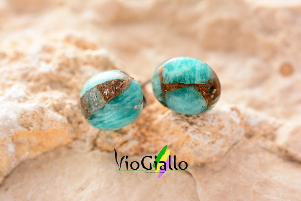 10ﾐﾘ×8ﾐﾘ コッパーアマゾナイトピアス