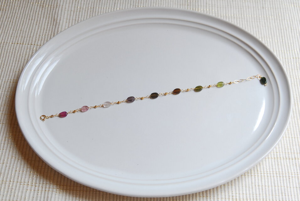 オーバル型トルマリンのブレスレットno.4 14kgf