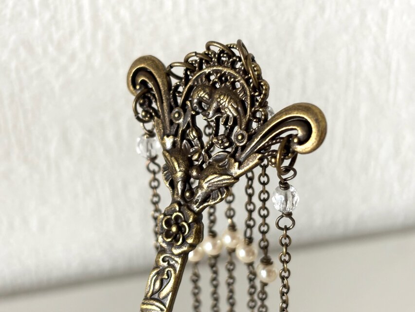 かんざし 鳥 細工 アンティーク かんざし 真鍮古美の鳥模様のアジアンアンティーク風簪 一本簪 一本