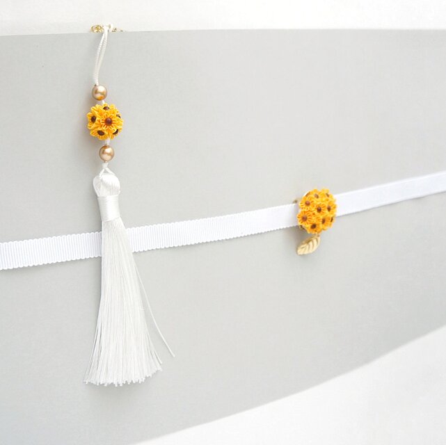 向日葵・ミニチュア着物・吊るし飾り・金糸帯・水引・ストラップ 向日葵・ミニチュア着物・吊るし飾り・金糸帯・水引・ストラップ 水引