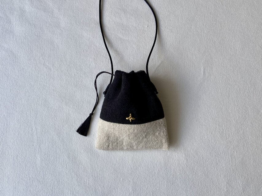 ミニ巾着 お守り袋 ポシェット / チャーム / bicolor / cord color