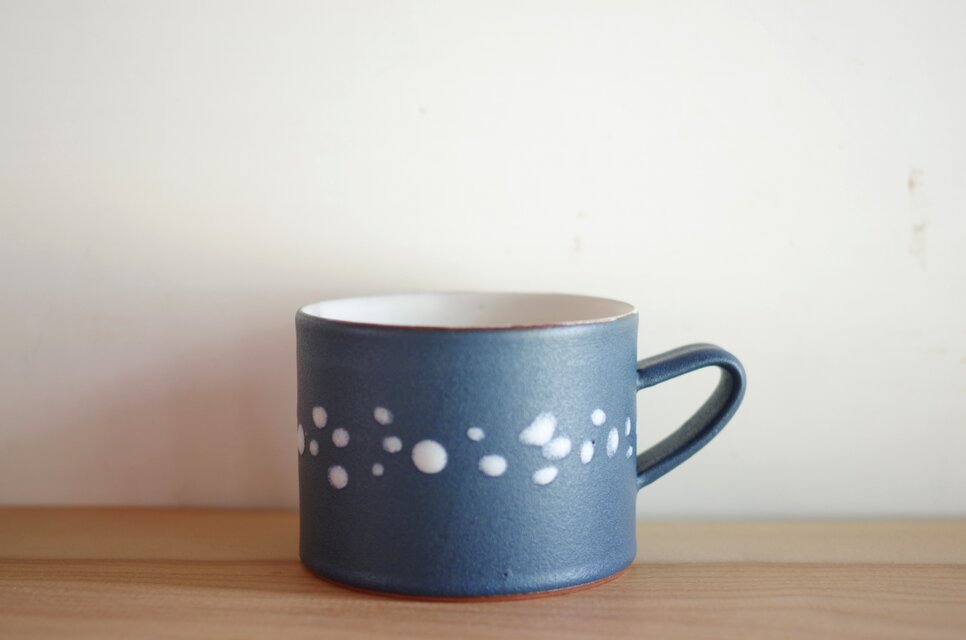 スープマグ・マット・紺・ドット