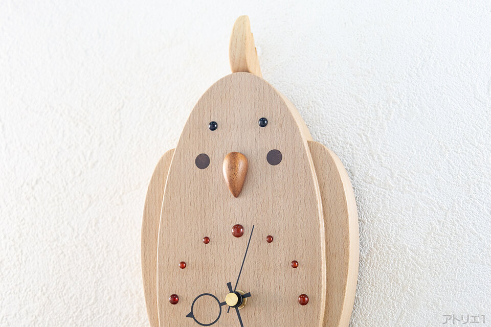 オカメインコの掛け時計（ブナ）