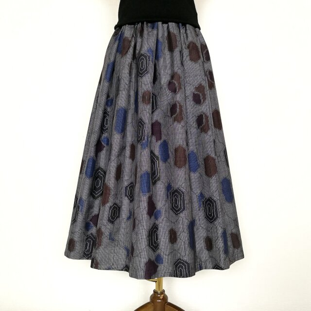 大島紬リメイク＊タックスカート