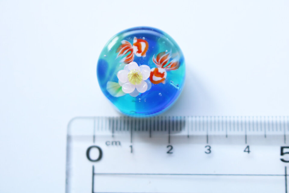 ガラスのミニチュア 金魚と蓮の錦玉羹 ☆ガラスのミニチュア