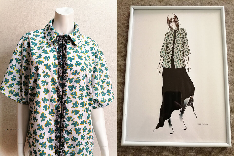 1点もの・デザイン画付き】前立てレースゆったりブラウス（KOJI TOYODA  