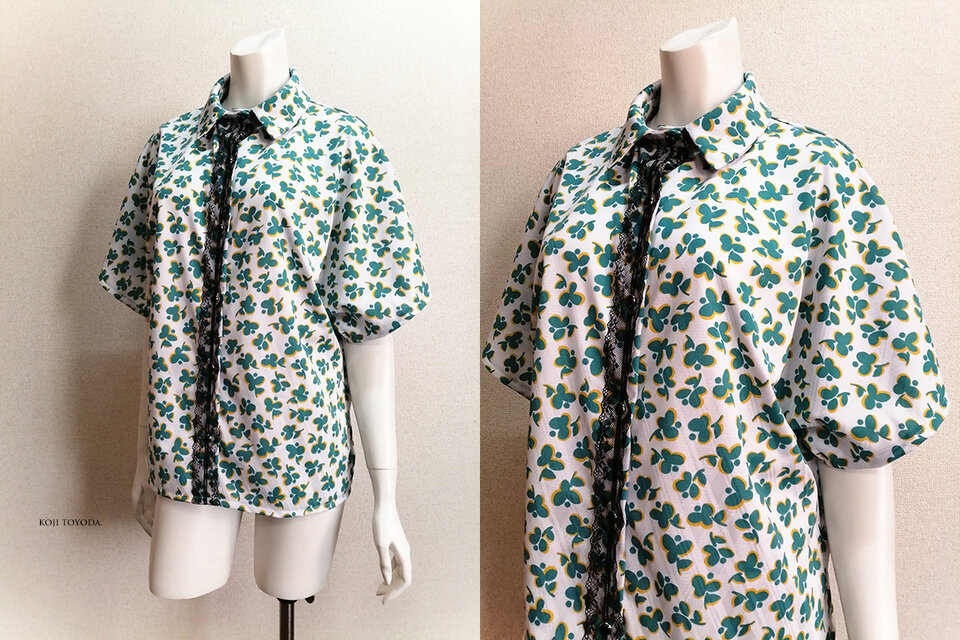 1点もの・デザイン画付き】前立てレースゆったりブラウス（KOJI TOYODA  