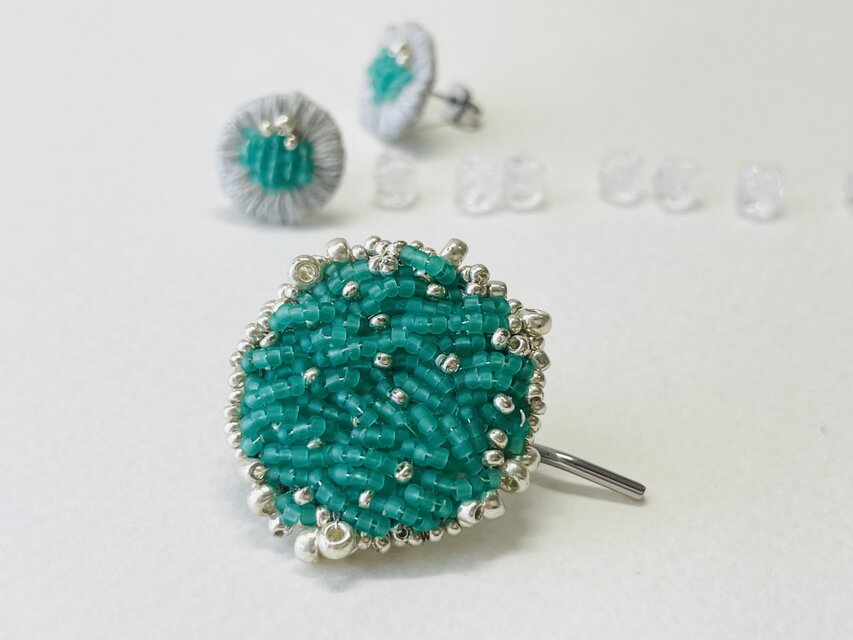 【 水　Water 】ﾎﾟﾆｰﾌｯｸとﾋﾟｱｽのｾｯﾄ　金属ｱﾚﾙｷﾞｰ対応　set002