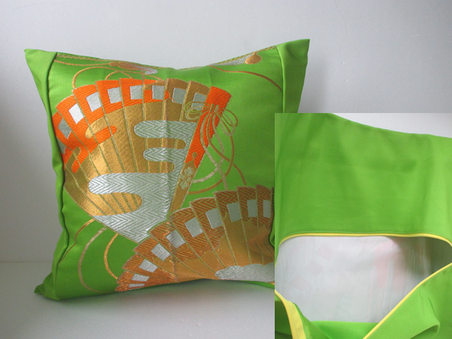 u148　裏地付　帯 クッションカバー　座布団カバー　ファスナー　40x40cm　おしゃれ