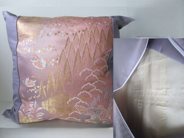 u154　裏地付　帯 クッションカバー　座布団カバー　ファスナー　45x45cm　おしゃれ