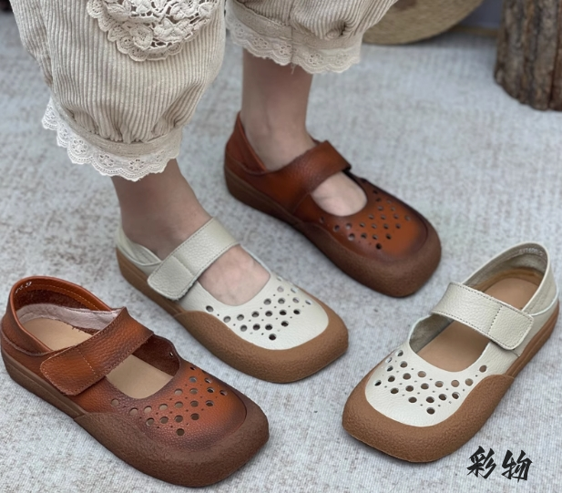 【受注製作】丸トウパンプス シューズ 透かし加工 手製牛革レザー MP68