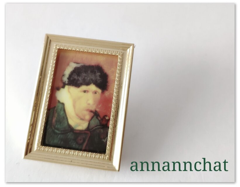 【ゴッホ(画家）自画像②（陶器）の　ブローチ】名画　絵画　芸術　美術