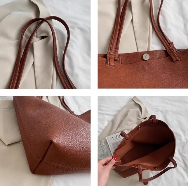 受注製作】軽めのレザーバッグ トートバッグ 収納広め 肩掛け可 BU489
