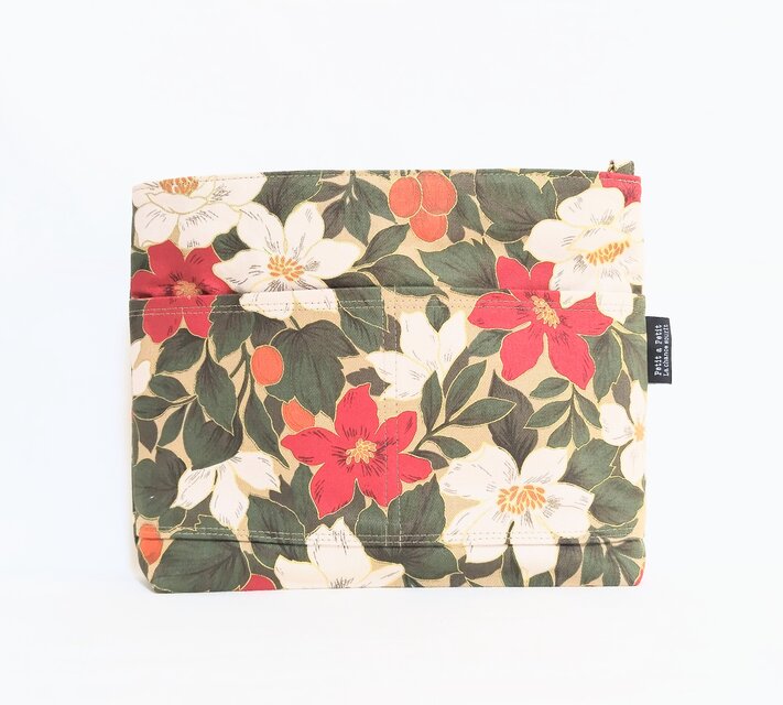 和モダンの花 2Wayバッグインバッグ(レッド）