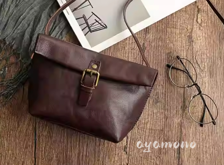 【受注製作】厳選牛革レザーポーチ バッグ 肩 斜め掛け 収納大容量 K7291