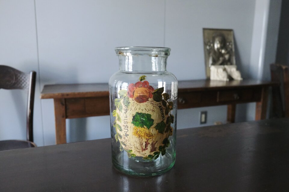 ファーマシー ポット ガラス 花器 花瓶 h25.8cm フランス アンティーク