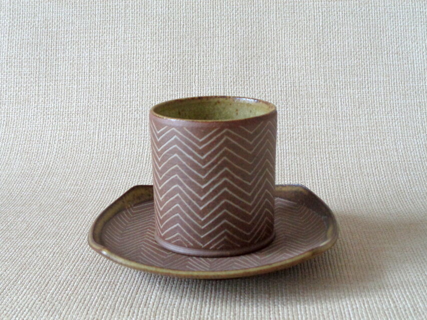 カップ＆ソーサー（象嵌焼き締めa)