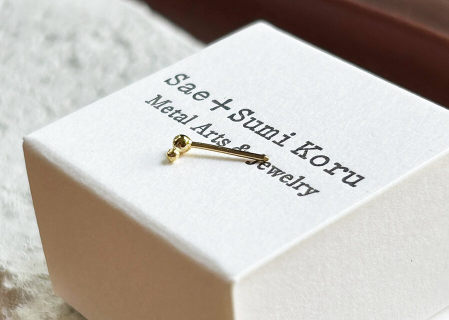 K24純金 丸玉＋子丸玉スタッドピアス◇ K24 Round Ball Stud（片耳分