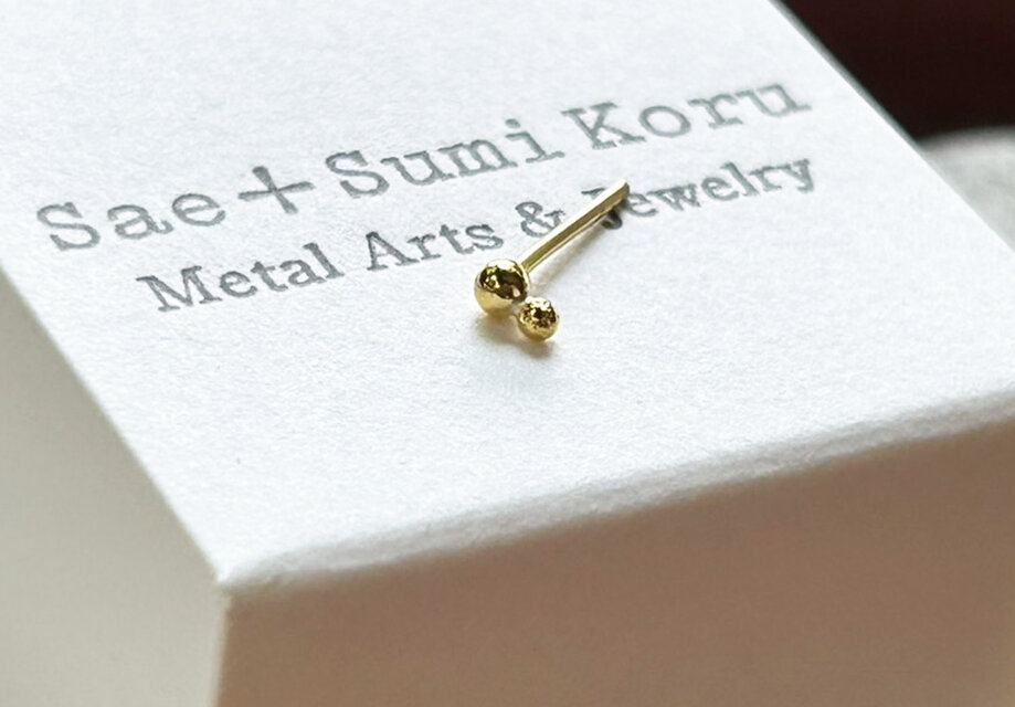 K24純金 丸玉＋子丸玉スタッドピアス◇ K24 Round Ball Stud（片耳分