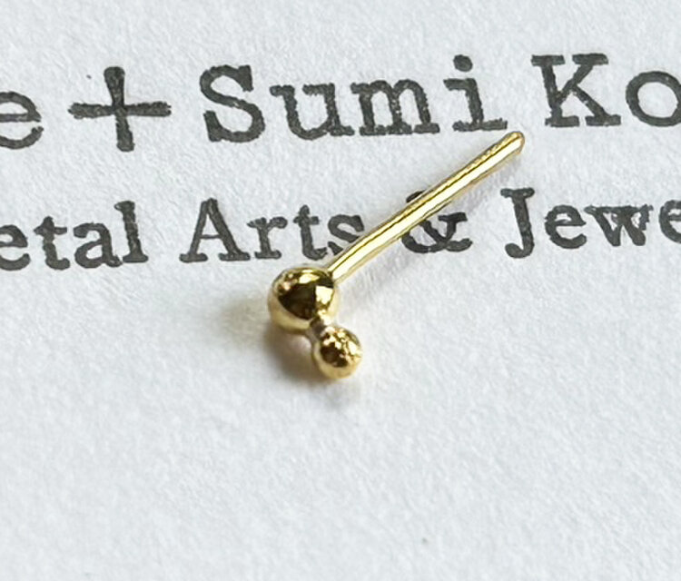 K24純金 丸玉＋子丸玉スタッドピアス◇ K24 Round Ball Stud（片耳分