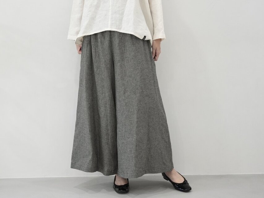 new コットンリネン千鳥柄のワイドパンツ No.362