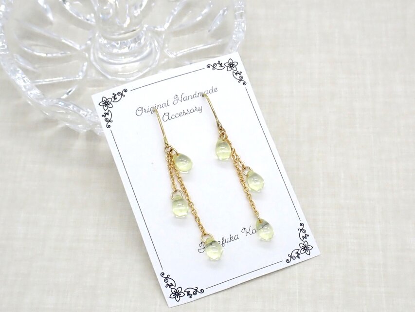 しずくビーズピアス／イヤリング【ライトコロラドトパーズラスター】