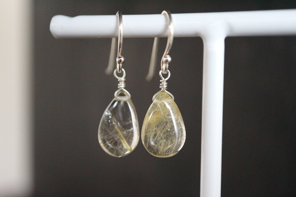 エンジェルヘアーの一粒ピアス/イヤリング　sterling silver 　