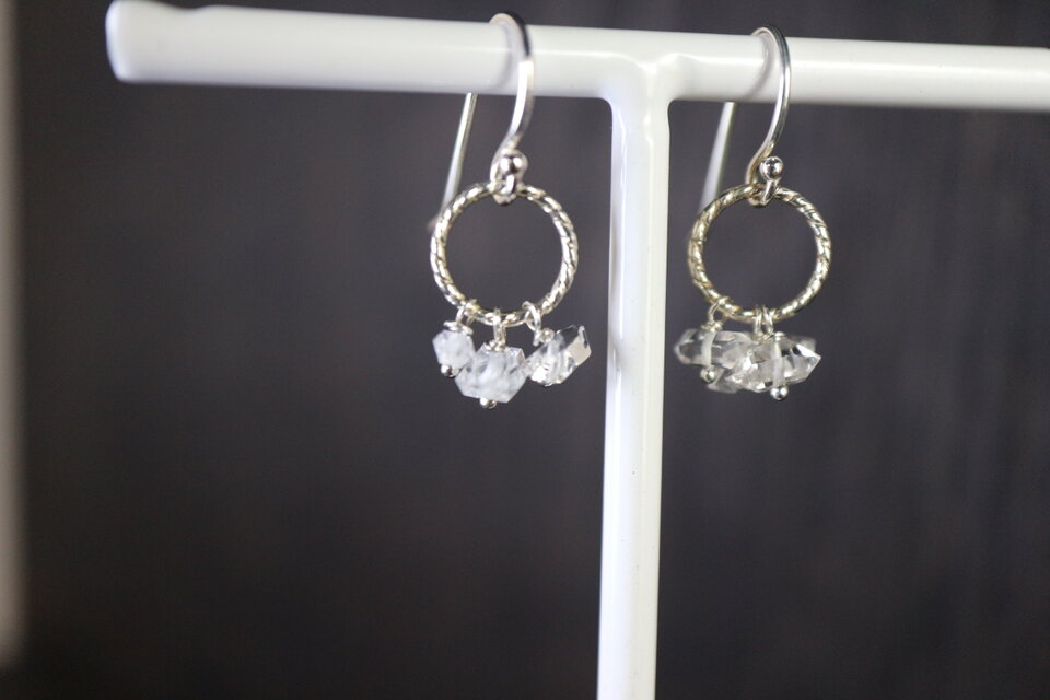 ハーキマーダイヤの幸せピアス/イヤリング　sterling silver