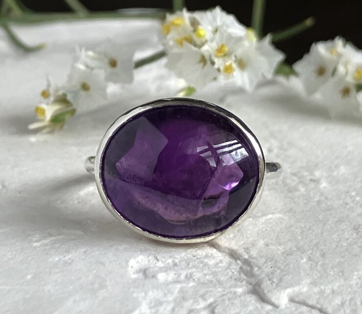✤天然石 アメジスト レクタングル ベゼル リング✤ mineral transformリング《アメジスト》 | sizleシズル--nature