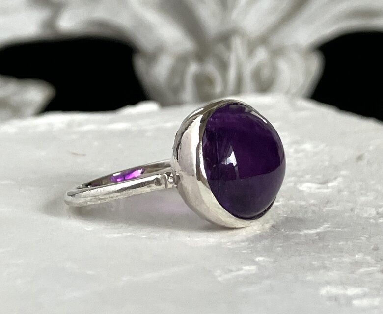 彫金作品　大きなアメジストのリング　指輪　SILVER 大きな立体型アメジストのシルバーリング | Eden gemstone-Jewelry