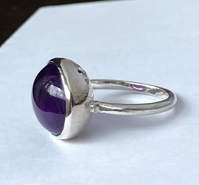 SILVER 大粒アメジスト 大ぶり ヴィンテージ リング カレッジリング ステンレス CZ メンズ ヴィンテージリング