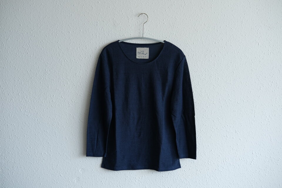 リネンコットンアンダーウェア　7分袖（インクネイビー・レディースSサイズ）