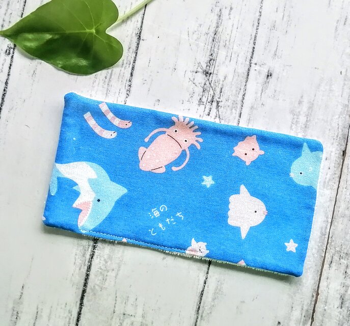 クジラ　海のともだち②　ハーフハンカチ　ハンカチタオル　コットン　名入れ