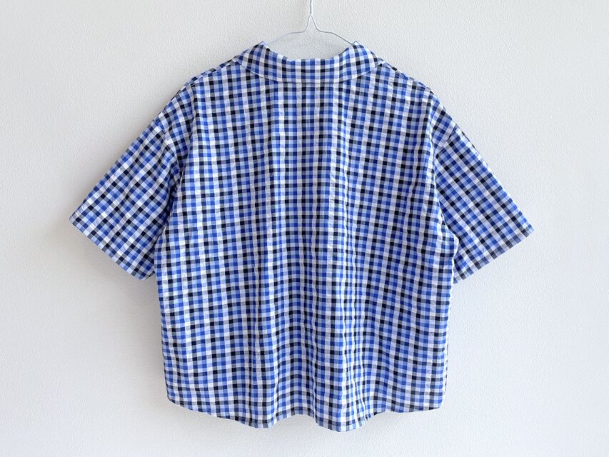 ゆったりシルエットのヘチマカラーTブラウス（播州織サッカー生地