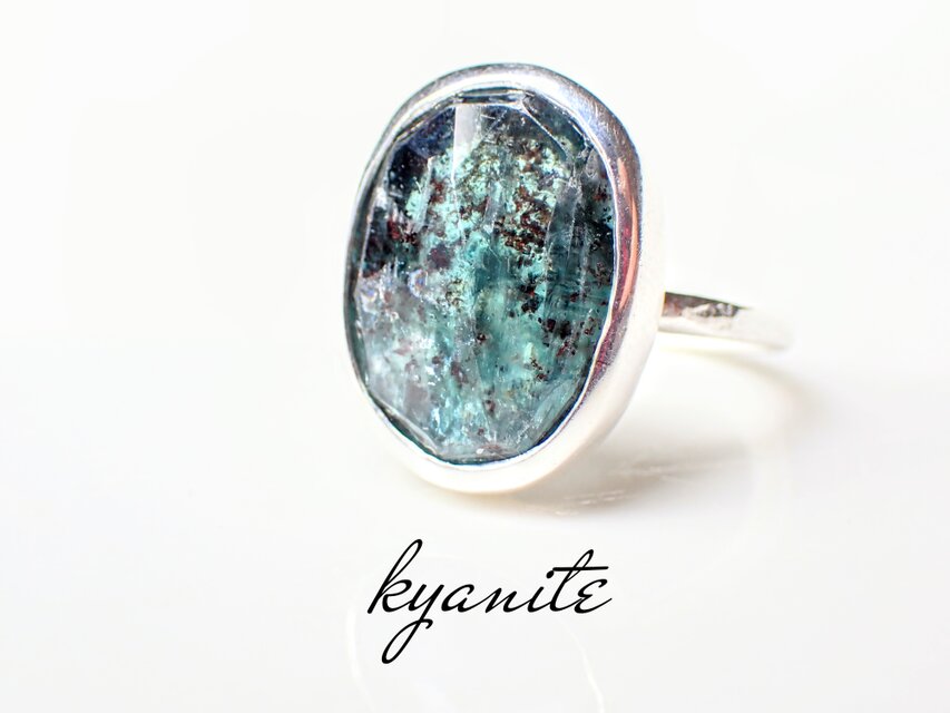 NEW『煌めくモスカイヤナイト』世界でひとつ天然石リングsv925＋18kgp