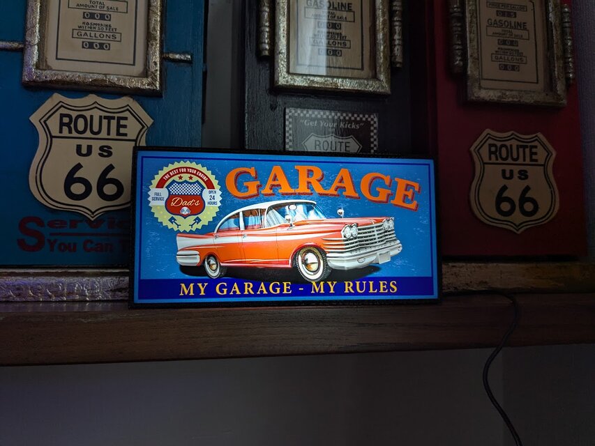 ガレージ アメ車 ロカビリー アメリカンレトロ 店舗 自宅 ミニチュア サイン ランプ 照明 看板 置物 雑貨 ライトBOX