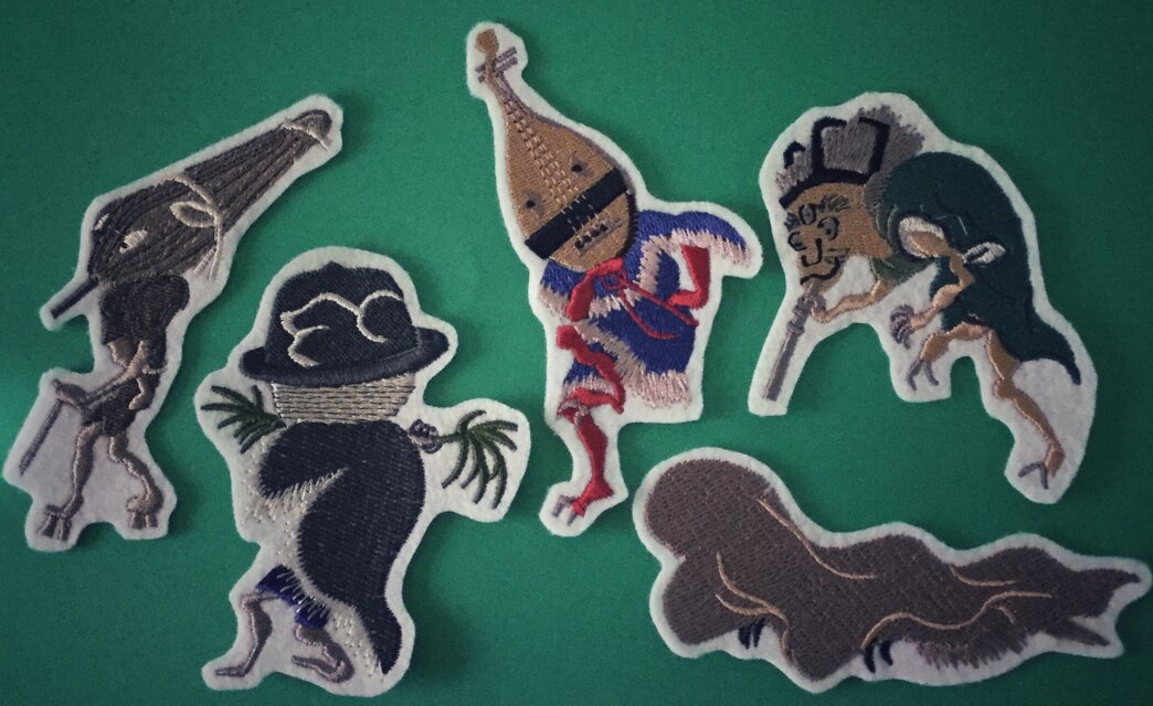 古文書まくり　疳の虫など　妖怪　鍼灸漢方 刺繍ワッペン□妖怪□鳴釜□百鬼夜行 | iichi 日々の暮らしを