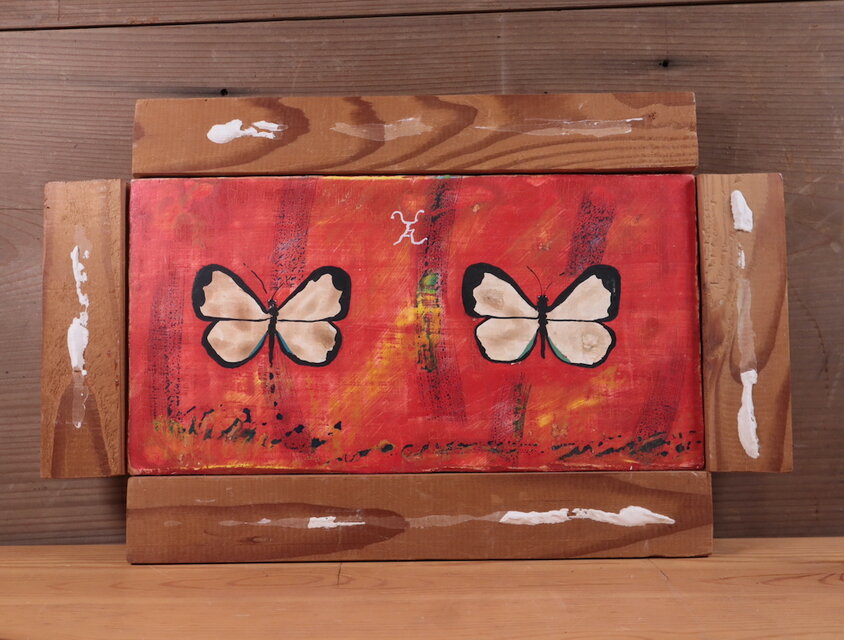 アクリル「２匹の白い蝶」