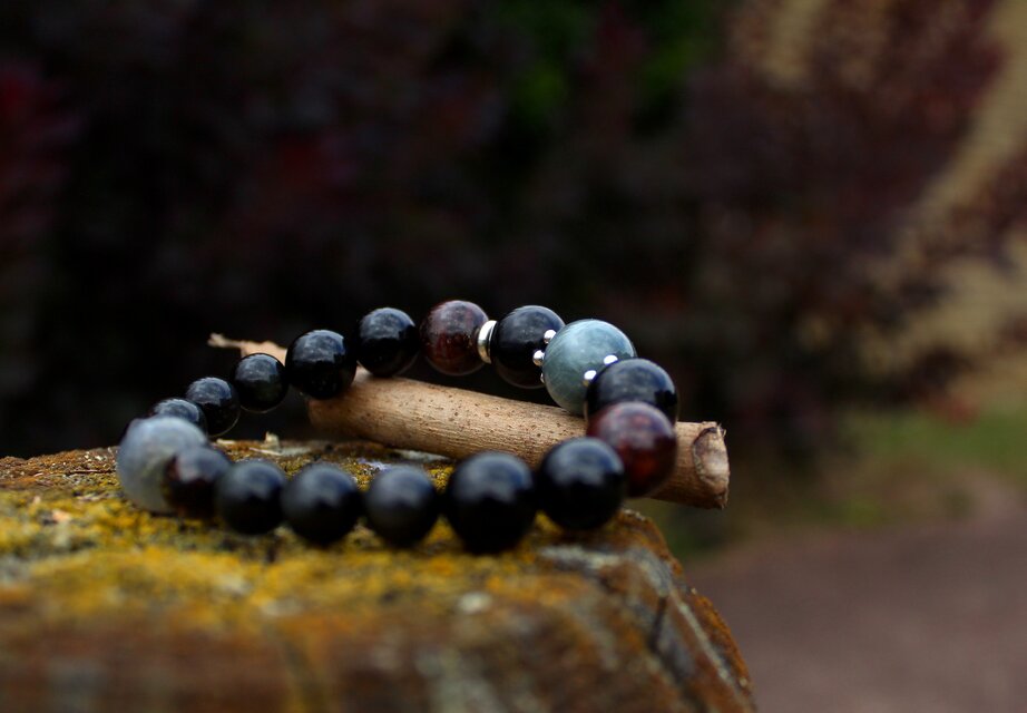 モリオン　オニクス、ヌーマイト、キャッツアイ　悪運、悪霊から守る、超超超強力な守りの力のブレスレット