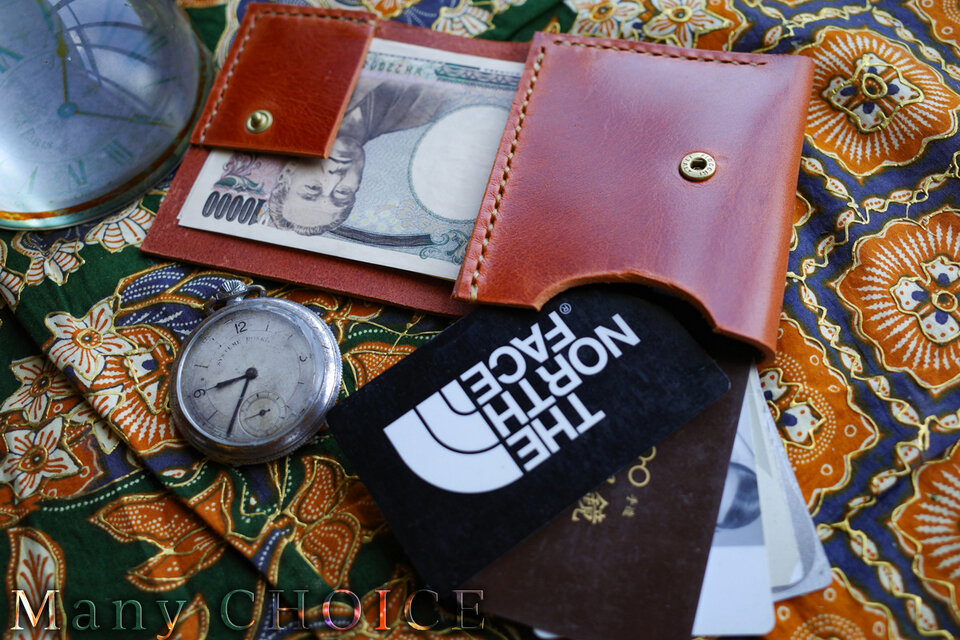 イタリアンヴィンテージバケッタ・ミニマム札カード財布(コニャック)