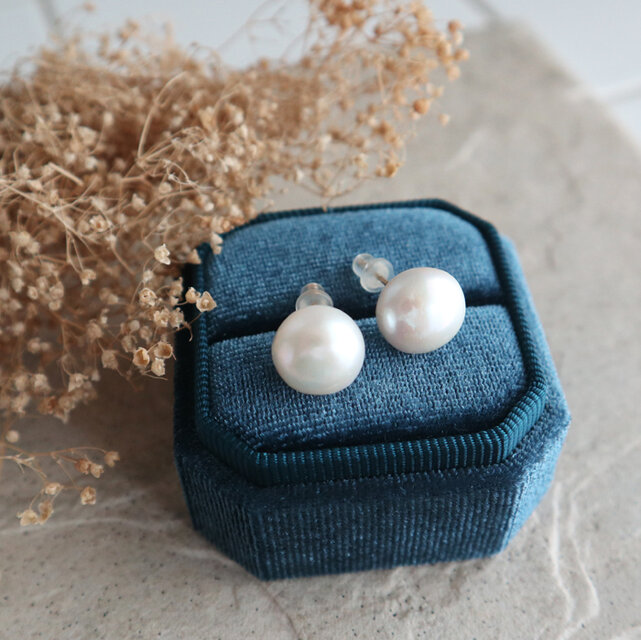 【14kgf】天然パールの大粒ピアス　 淡水真珠