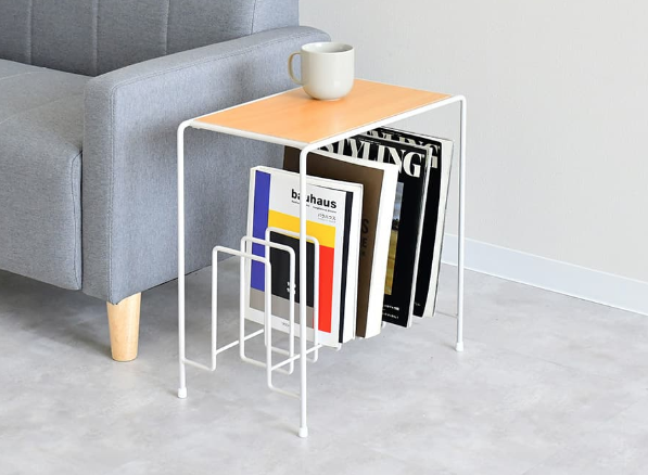 A factory：サイドテーブル＆マガジンラック【 日本製 ナイトテーブル 木製 収納 読書 本 ナチュラル 隙間収納 】