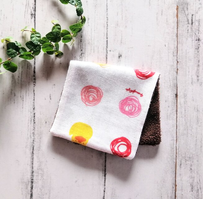 ぐるぐる丸　ハーフハンカチ　ガーゼハンカチタオル　ダブルガーゼ　マイクロファイバー　名入れ