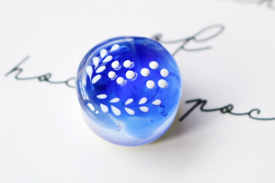 ガラスのミニチュア青色チーズケーキ★ガラスのミニチュア洋菓子店★